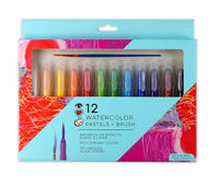 12 Watercolor Pastels and Brush - ToyTime