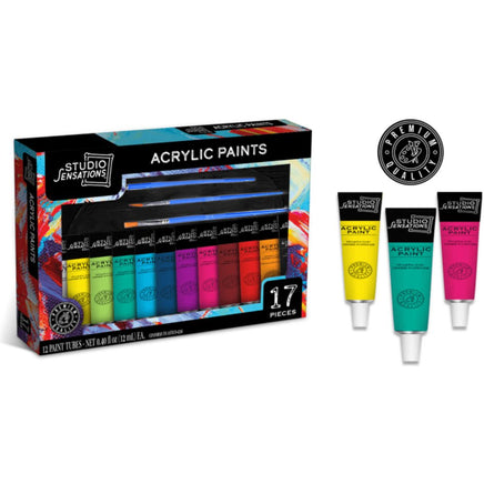 17pc Acrylic Paint & Brush Set - ToyTime