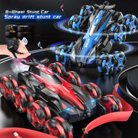 Rc Stunt Cars 2.4Ghz Double Sided 8 Wheels Drift Vehicle LED Lights Crawler With Spray