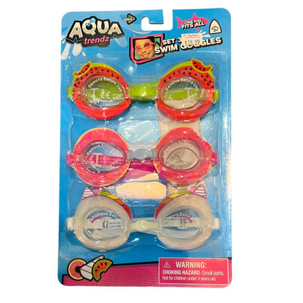 3 Pack Assorted Girls Swim Goggles - ToyTime