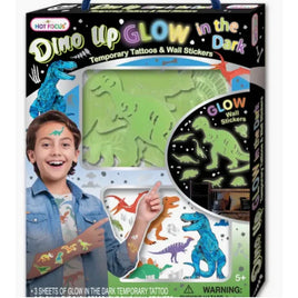 Dino up glow in the dark temporary tattoos and wall stickers