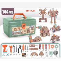 Pretend play children's puzzle repair assembly play/repair toolbox toy set 144 pcs