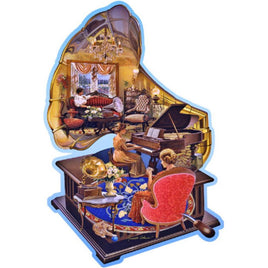 Wooden cozy gramophone jigsaw puzzle