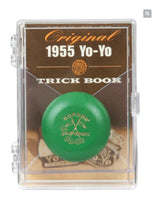 1955 Duncan  Wooden Green Yoyo Tournament With Trick Book
