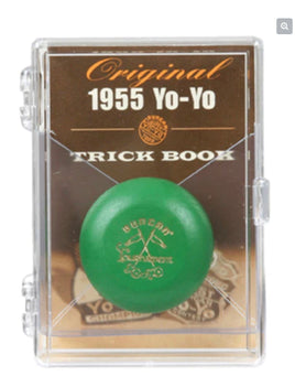 1955 Duncan  Wooden Green Yoyo Tournament With Trick Book