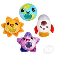 Space Squeezy  Bead Plush Assorted Earth Rocket Sun Star 3 inch