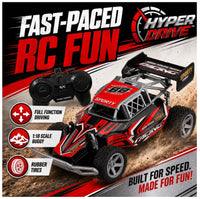 Hyper Drive RC Buggy Red & Black 1:18 Scale Remote Control Sports Vehicle