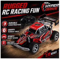 Hyper Drive RC Buggy Red & Black 1:18 Scale Remote Control Sports Vehicle