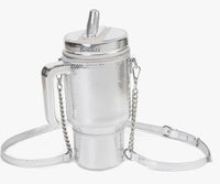 Take A Sip Water Cup Silver Crossbody