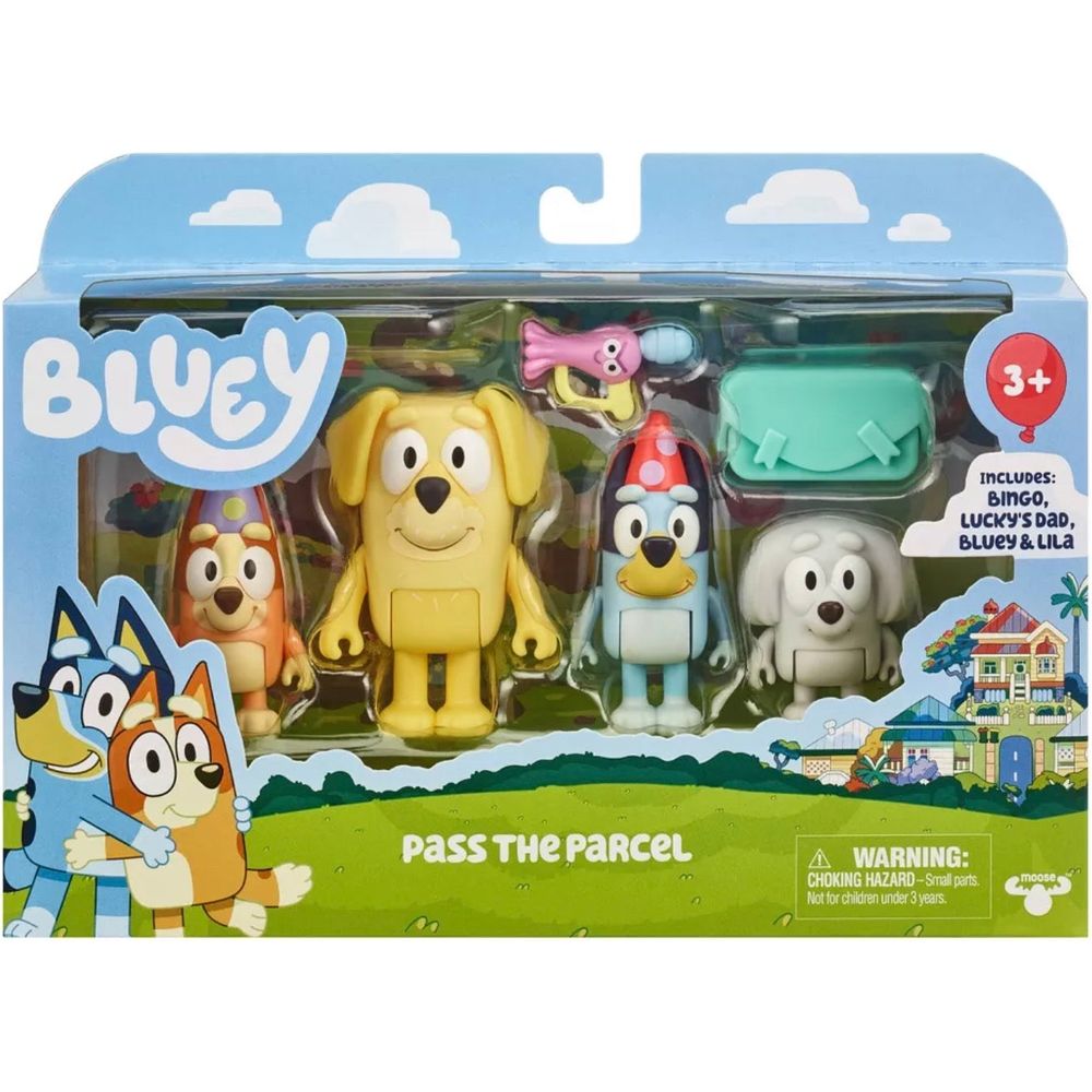 Bluey Figures 4 pack Pass the Parcel - ToyTime| ToyTime