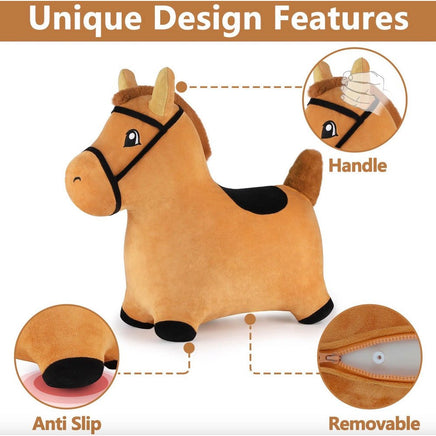 Bouncy Brown Horse Outdoor Ride on Bouncy Animal Play Toys - ToyTime