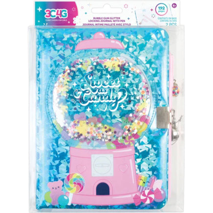 Bubble Gum Glitter Locking Journal With Pen - ToyTime