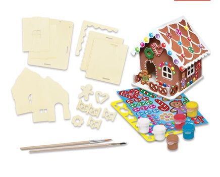 Buildable Gingerbread House Holiday Wood Paint Kit - ToyTime
