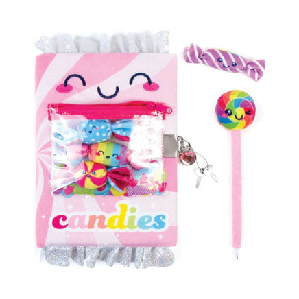 Candy Plush Pocket Locking Journal With Pen - ToyTime