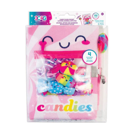 Candy Plush Pocket Locking Journal With Pen - ToyTime