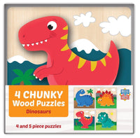 Chunky Wood Dinosaurs Puzzles 4pack - ToyTime