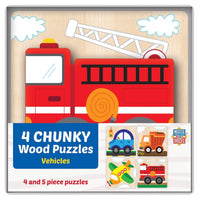 Chunky Wood Vehicles Puzzles 4pack - ToyTime