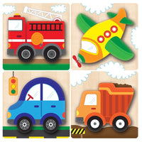 Chunky Wood Vehicles Puzzles 4pack - ToyTime