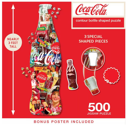 Coca Cola Contour Bottle Shaped Puzzle 500pcs Jigsaw Puzzle - ToyTime