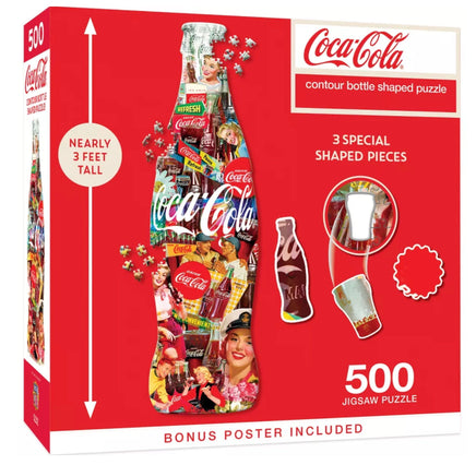 Coca Cola Contour Bottle Shaped Puzzle 500pcs Jigsaw Puzzle - ToyTime