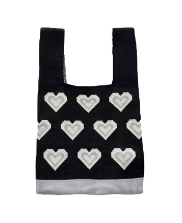 Dainty Tote Hearts Black & White - ToyTime