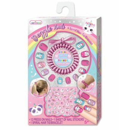 Dazzle nails with spiral hair tye caticorn - ToyTime