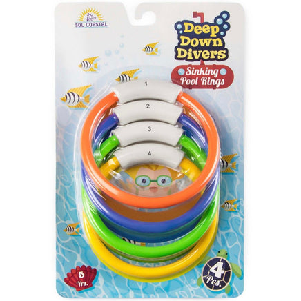 Deep Down Divers - Set Of 4 Sinking Pool Rings - ToyTime