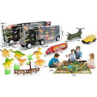 Dinosaur World Transporter Playset WithTruck Carrier,Jeep and Dinosaur - ToyTime