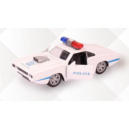 Dodge Fire/Police car Pull back die - cast metal , door open function 1:32 - ToyTime