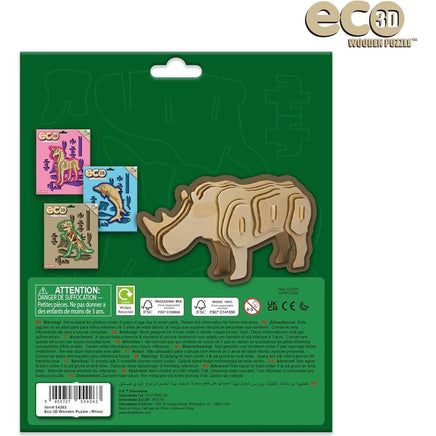 Eco 3D Wooden Puzzle - Rhino - ToyTime