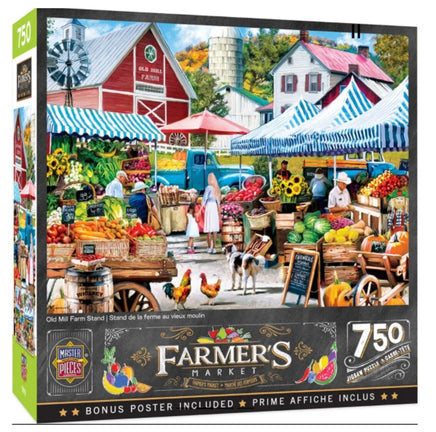 Farmers Market Old Mill Farm Stand 750pcs Jigsaw Puzzle With Bonus Poster - ToyTime