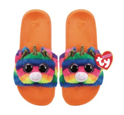 Gemma Slippers slides rainbow unicorn Small - ToyTime
