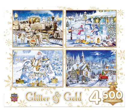 Glitter and Gold 4 pack 500pc Jigsaw Puzzles - ToyTime