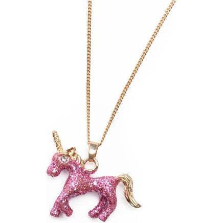 Glitter pink unicorn necklace and ring set - ToyTime