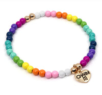 Gold Rainbow Stretch Bead Bracelet - ToyTime
