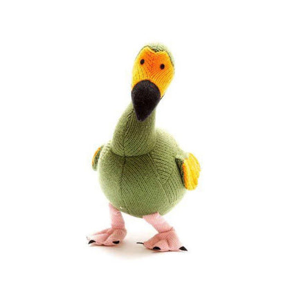 Knitted Green Dodo w/ Rattle - ToyTime