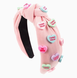 Knotted Baby Pink Candy hearts Headband - ToyTime