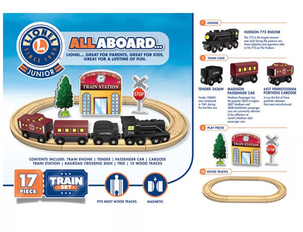 Lionel 17 Piece Hudson Wood Train Set Deluxe Edition - ToyTime