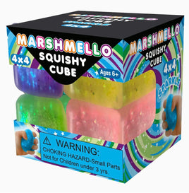 Marshmello 4x4 Squishy Mini Cube Glitter - ToyTime