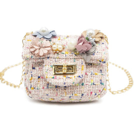 Mini Tweed Pearly Florals Crossbody - ToyTime