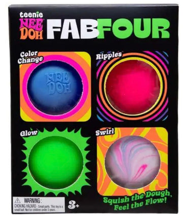 NeeDoh Teenie Fab Four Color Change Ripples Glow and Swirl 4-Pack - ToyTime