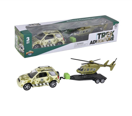 Northern Trek Die Cast 4 X 4 Rover And Helicopter - ToyTime