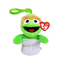 OSCAR THE GROUCH Sesame Street Floppy Beanie Clip Keychain - ToyTime