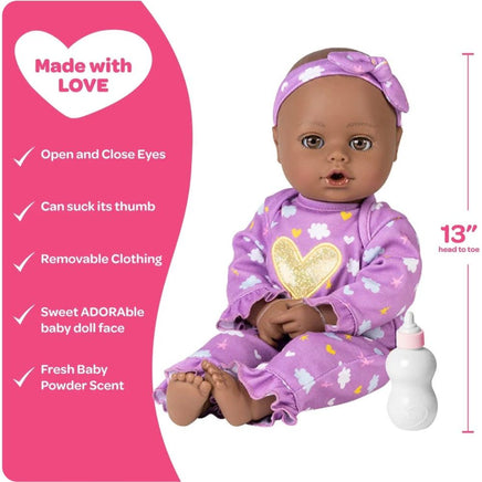 PlayTime Purple Dreams Baby Doll, Doll Clothes & Accessories Set - ToyTime