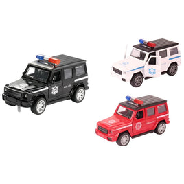 Police/Fire BENZ G550 Pull back die - cast metal car, door open function 1:32 - ToyTime