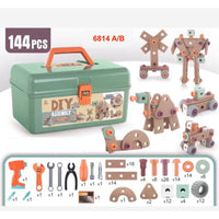 Pretend play children's puzzle repair assembly play/repair toolbox toy set 144 pcs - ToyTime