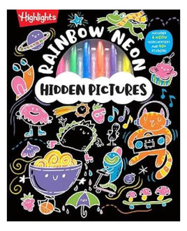 Rainbow Neon Hidden Pictures Includes 6 Neon Highlighter and stickers - ToyTime