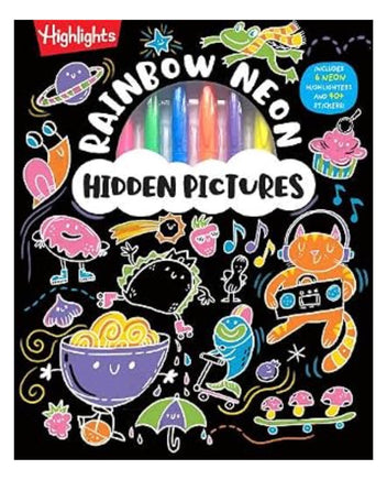 Rainbow Neon Hidden Pictures Includes 6 Neon Highlighter and stickers - ToyTime