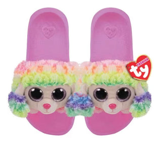 Rainbow Poodle Slippers slides Large - ToyTime