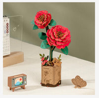 Red Camellia Wooden Bloom Craft Wooden Puzzle - ToyTime